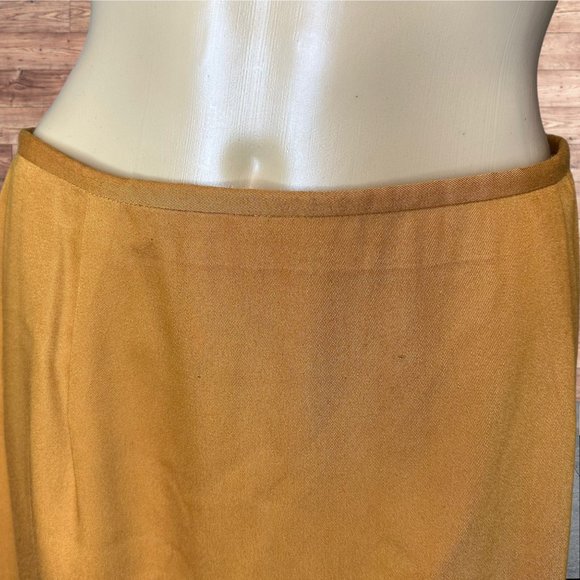 Toni Garment Pencil Skirt Size 11 Yellow Mustard Mid Rise Lined Knee Length Slit - Picture 5 of 14